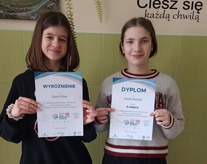 Międzypowiatowy konkurs “Internet bez pułapek” w kategorii uczniowie klas 7-8 szkoły podstawowej.
