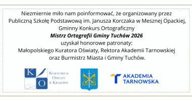 Honorowe patronaty Gminnego Konkursu Ortograficznego Mistrz Ortografii Gminy Tuchów 2026